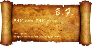 Béres Füzike névjegykártya